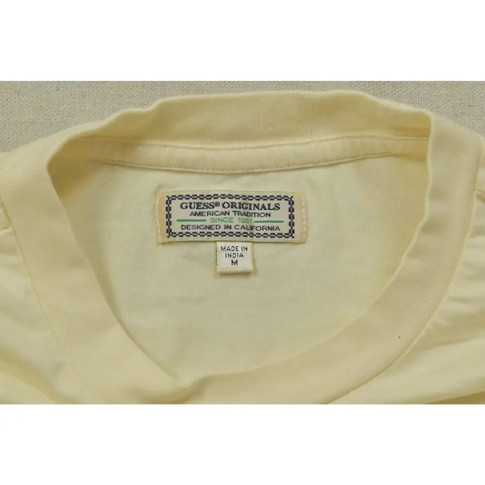 GUESS Originals Men's Size M Cream Short Sleeve Graphic Tee Retro Logo Cotton T- - Picture 6 of 8